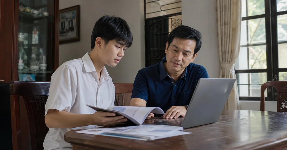 Học sinh và phụ huynh tìm hiểu chương trình học tại Việt Nam nhận bằng Anh